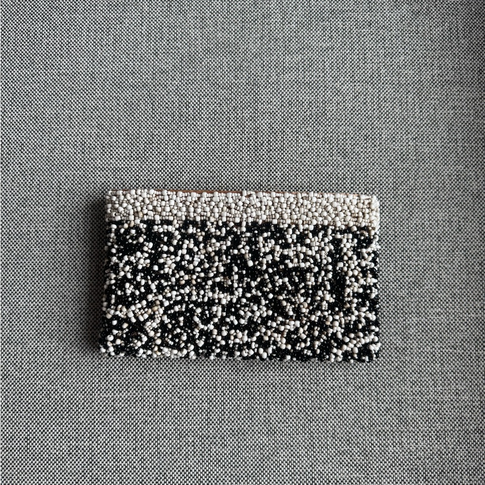 Black and White Beaded Clutch